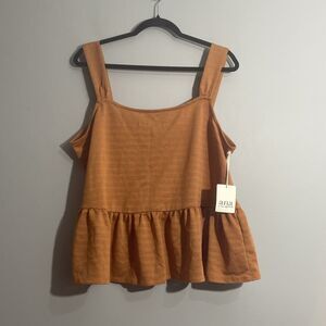 A.N.A Women's Orange Striped Tank XL NWT Cropped Babydoll Y2K Summer Vacation
